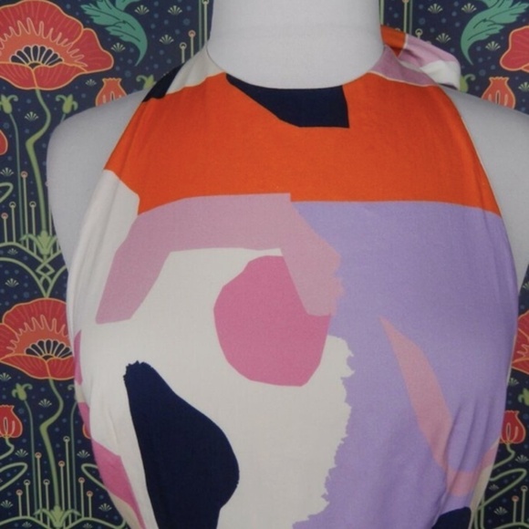 Venita Aspen Gianni Bini Andrea Abstract Print Halter Maxi Dress Nwt - Picture 4 of 8